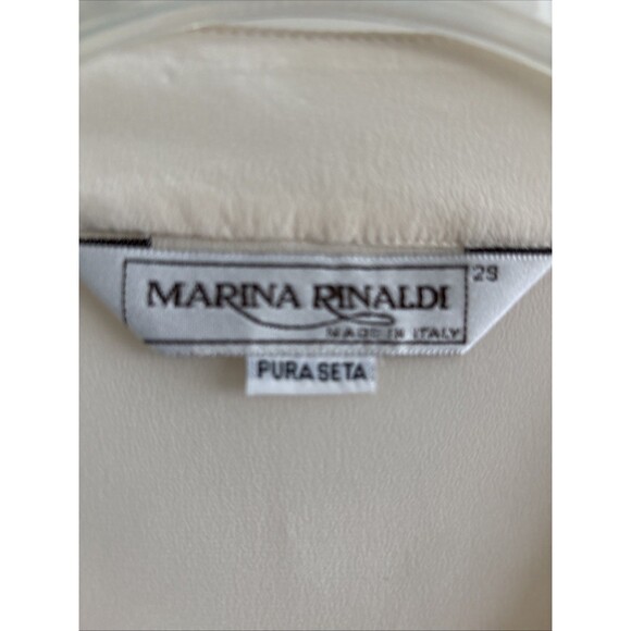 EUC VTG Marina Rinaldi 100% Silk Button Shirt Womens Ivory Size 29 XL Sz 20 - Picture 2 of 11